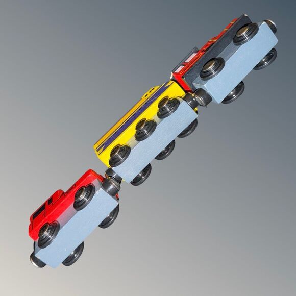 Set of 8 Magnetic Wooden Railway Trains Engines & Cars A25 - Picture 4 of 16